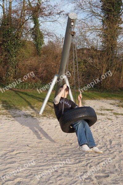 Playground Tire Swing Boy Play Fun