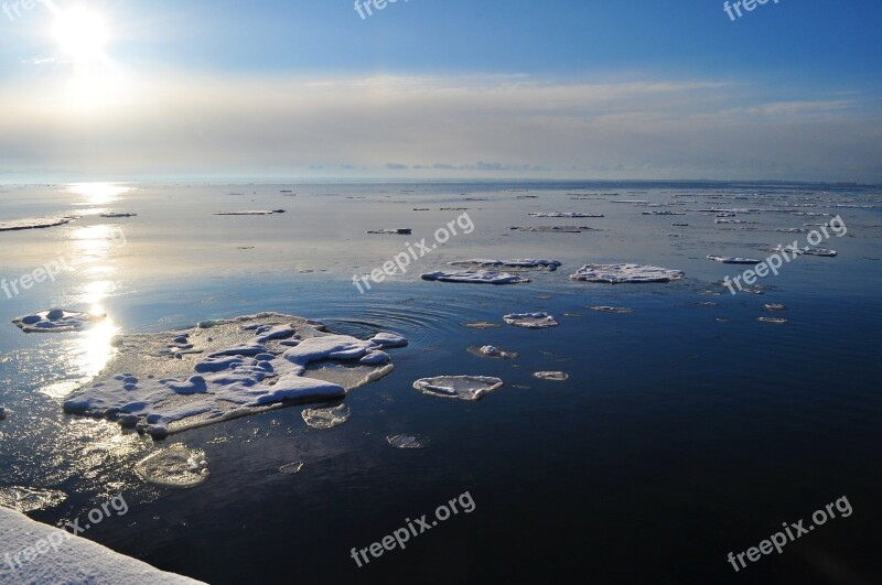 Winter Ice Landscape Floating Chunks Ocean