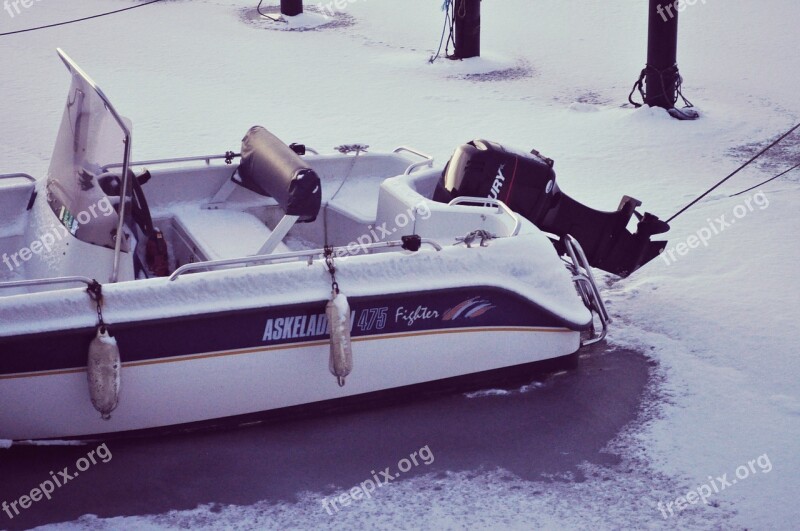 Winter Frozen Boat Ice Boats