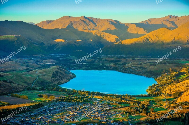 Queenstown New Zealand Sunset Beautiful Summer