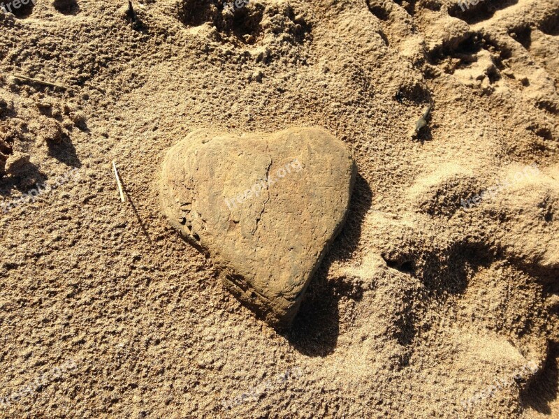 Heart Beach Romance Stone Sand