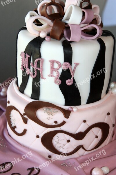 Birthday Cake Pink Black White Sweets