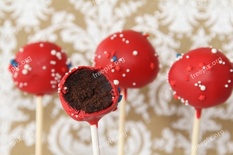 Cake Pops Dessert Sweets Red Chocolate