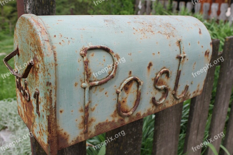 Post Letter Boxes Rust Old Fence