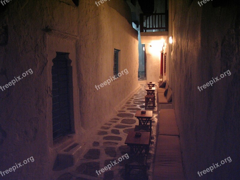 Alley Tavern Abendstimmung Greece Patch