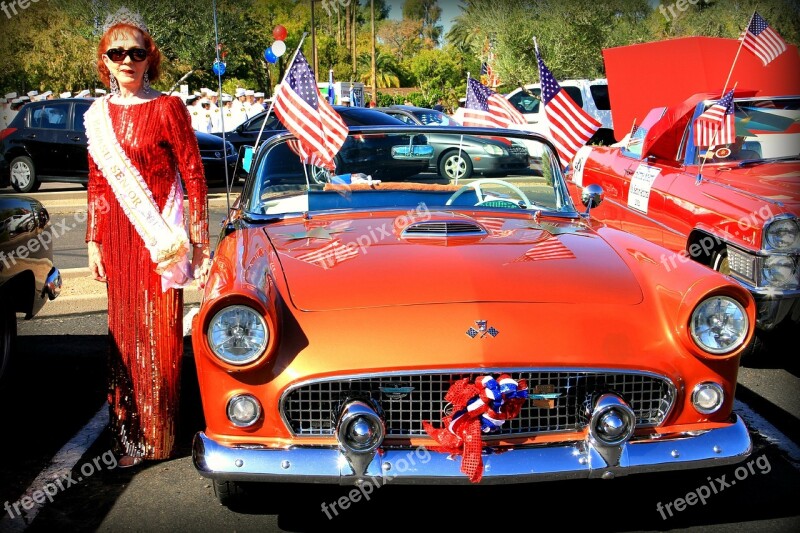 Veteran's Day Parade Phoenix Orange Classic Car Vintage Car