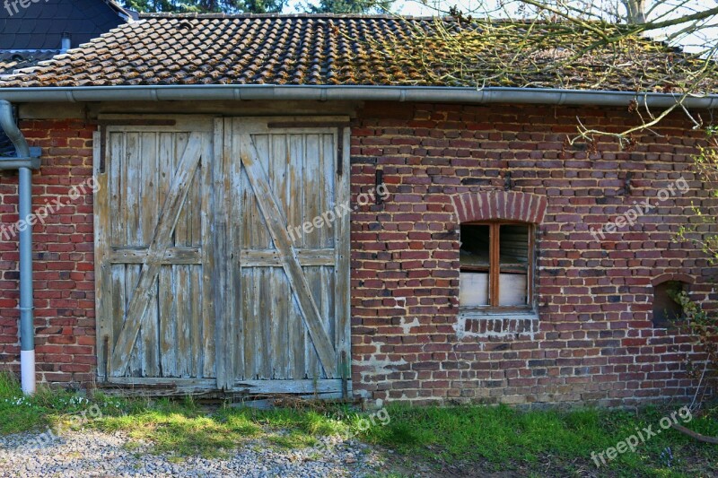 Tool Shed Old Wooden Gate Brick Construction Rural