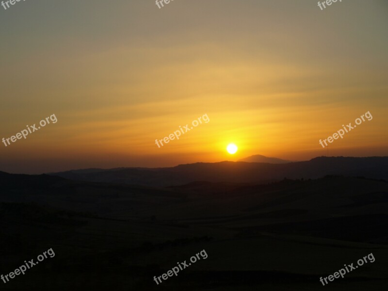 Sunset Enna Sicily Barrafranca Free Photos