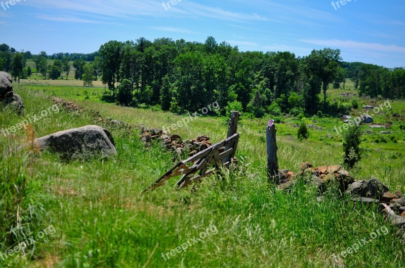 Nature Gettysburg Triangular Field Summer Pennsylvania