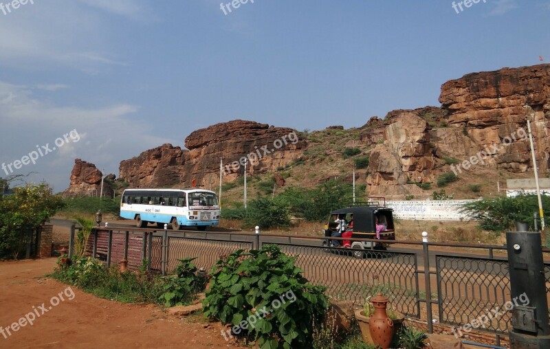 Badami Rocks Sand Stone Red Cliff