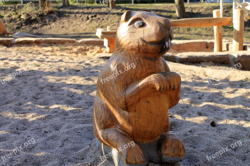 Beaver Figure Wood Carved Nager