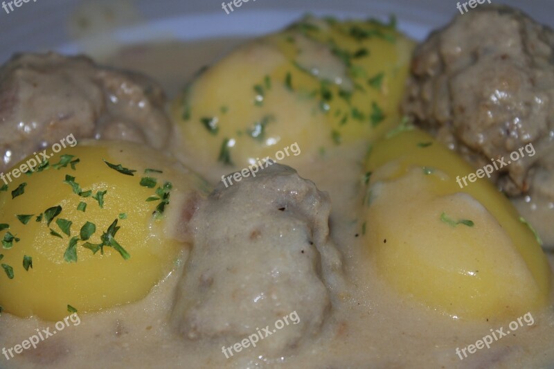 Königsberger Klopse Potatoes Sauce Meal Court