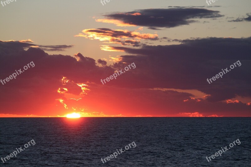 Sunset Afterglow Evening Sky Clouds Nature