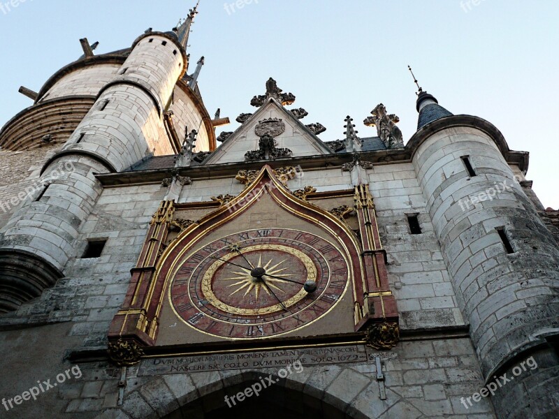 Auxerre France Clock Clock Tower Buildings