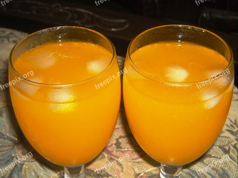 Drinks Es Orange Yellow Glass