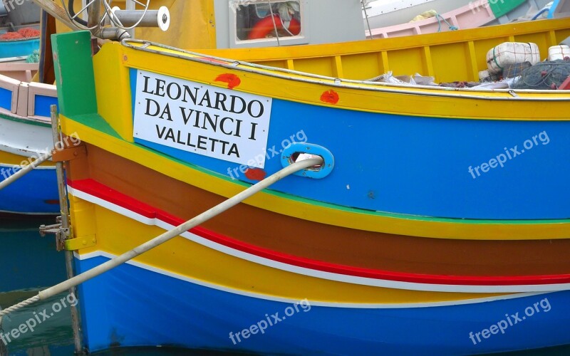 Marsaxlokk Picturesque Malta Fishing Boat Ship's Bow