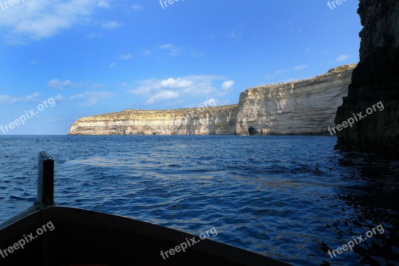 Rock Rocky Coast Sea Gozo Mediterranean