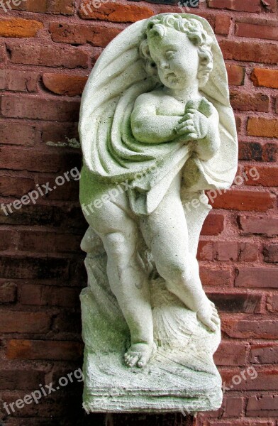 Statue Child Stone Brick Angel