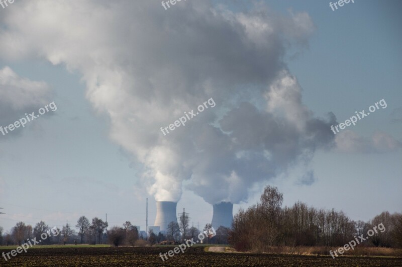 Nuclear Power Plant Grundremmingen Clouds Pollution Energy