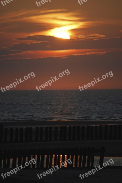 Sunset Wangerooge Lake North Sea Sea