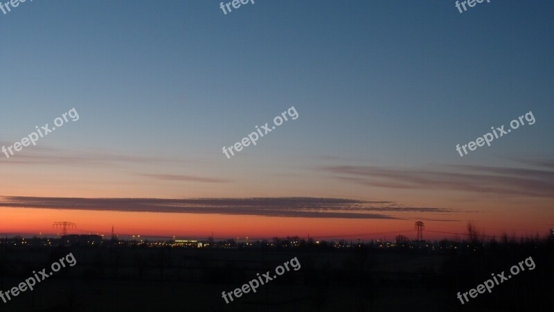 Sky Red Afterglow Sunset Abendstimmung