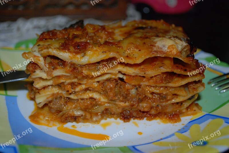 Lasagna Eating Dish Dinner Taste