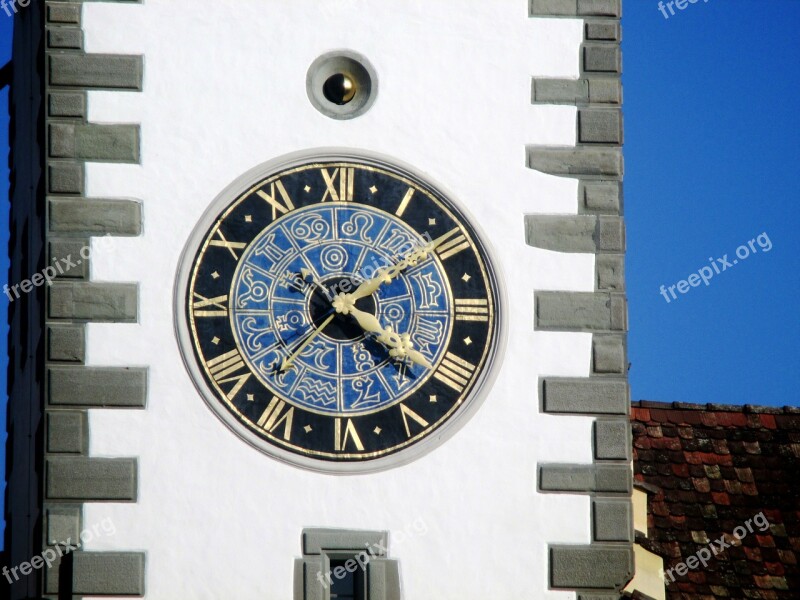 Clock Tower Old Town Gate Downtown Roman Numbers Diessenhofen