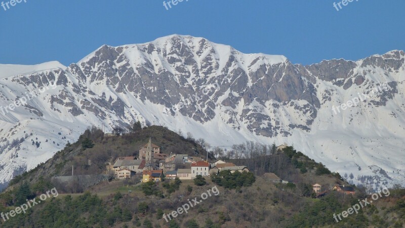 Landscape Mountain Village Hautes Alpes Panorama Nature