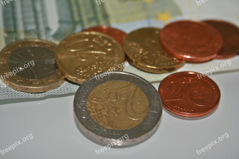 Money Euro Currency Coins Metal