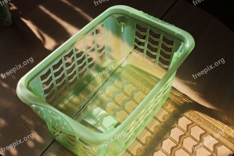 Laundry Basket Basket Plastic Green Free Photos