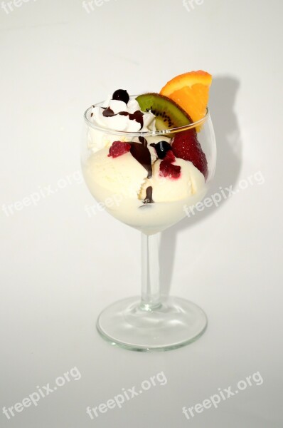 Dessert Ice Cream Fruit Sweets Whipped Cream