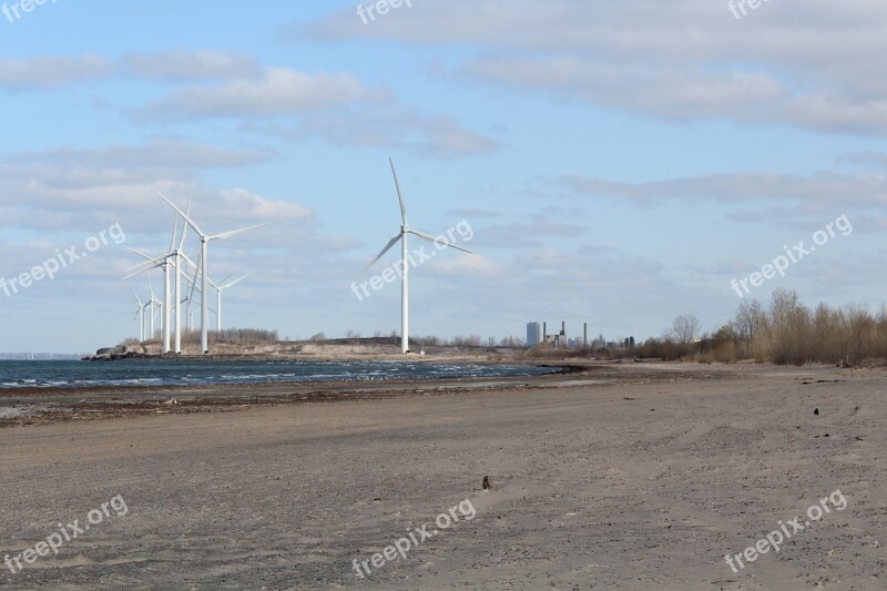 Usa Erie Lake Beach Wind Power Free Photos