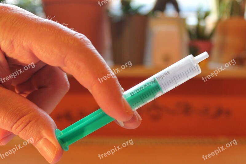 Hand Finger Syringe Medical Inject