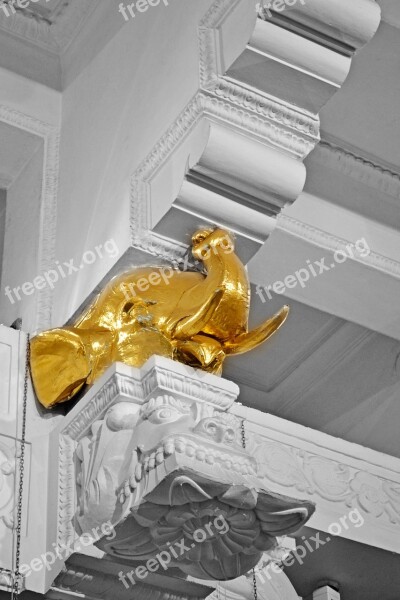 Golden Elephant Gold Plated Statue Statue Sculpture Ceylon