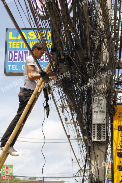 Thailand Asia Power Lines Elektrik Electrician