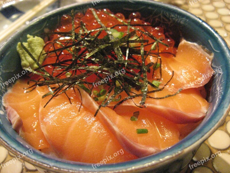 Delicious Salmon Salmon Roe Salmon Rice Free Photos