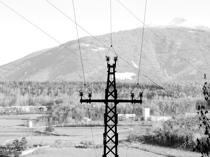 Current Line Mast Black And White Power Poles