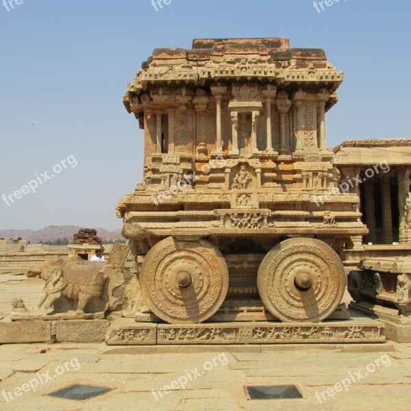 Rock Chariot Hampi Unesco World Heritage India Temple