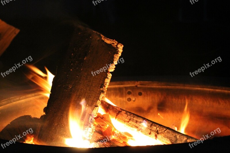 Fire Pit Flame Burning Wood Flames