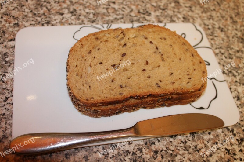 Knife Bread Bread Slices Breakfast Plate Eat