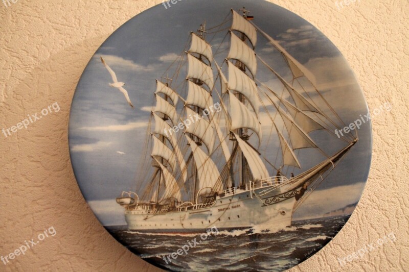 Collection Plate Ship Porcelain Collect Collection