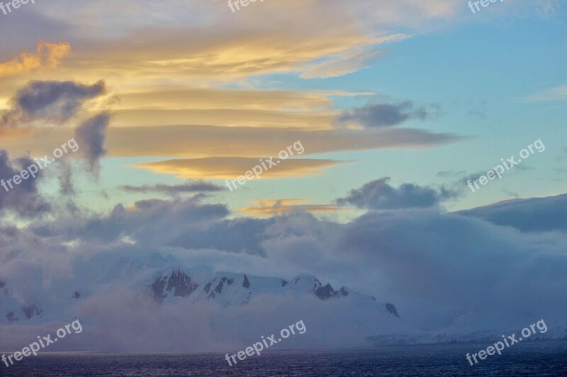 Antarctica Sunset Midnight Sea Ocean