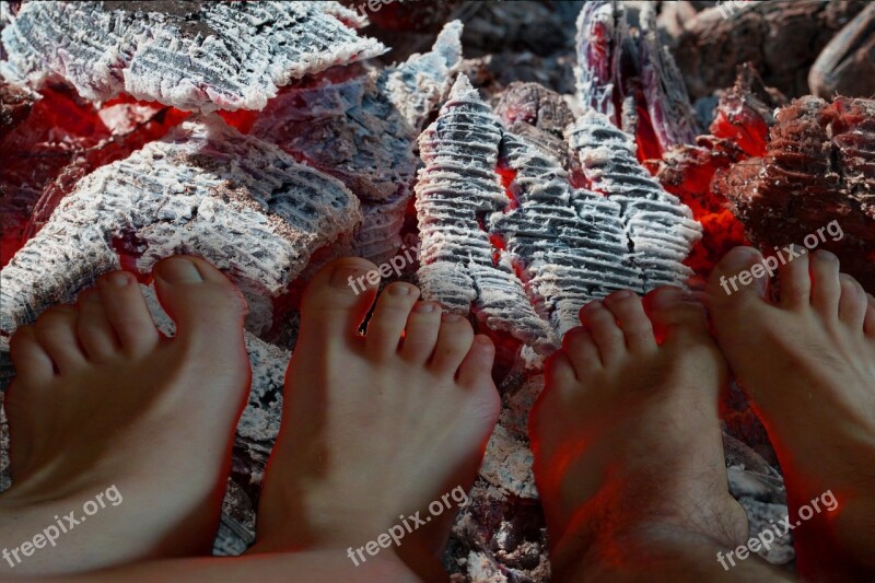 Feet Charcoal Embers Culture Heat