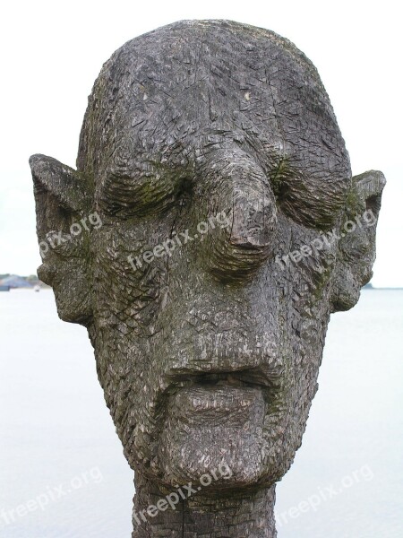 Sculpture Art Wood Weathered Man