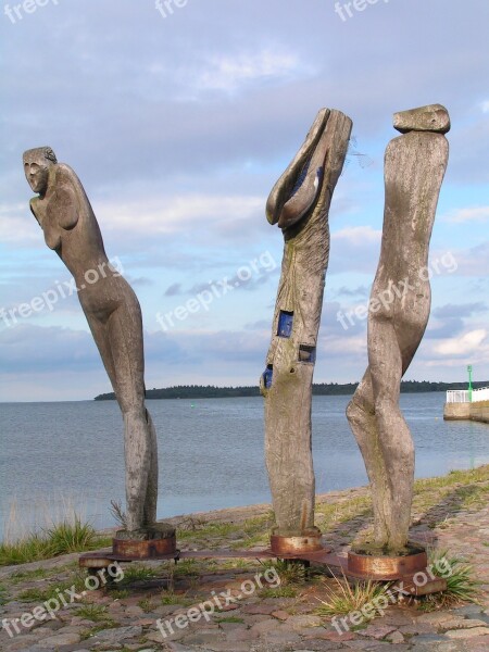 Sculpture Art Wood Weathered Figures