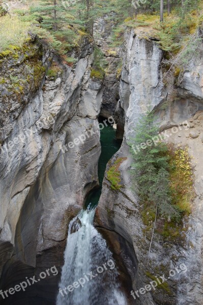 Gorge Canyon Waterfall Forest Stream