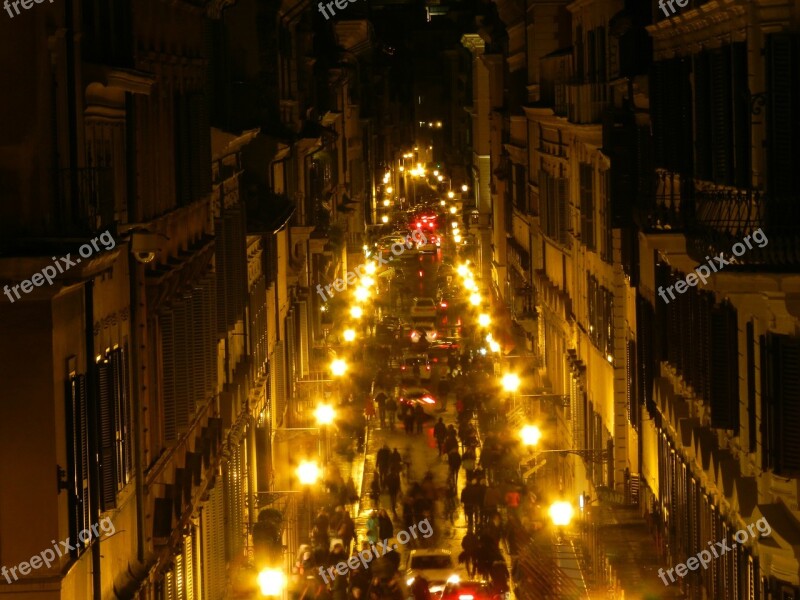 Street Rome Lights Hustle Free Photos