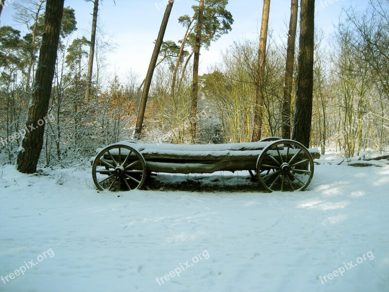 Wood Car Snowy Tree Trunks Stacked Up Snow