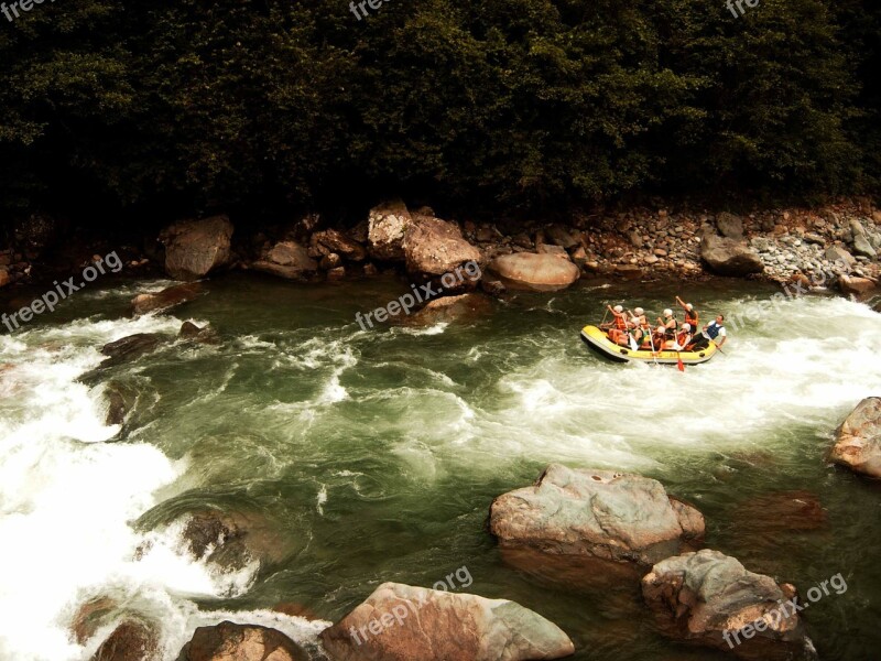 Rafting Rapids Stream River Boat