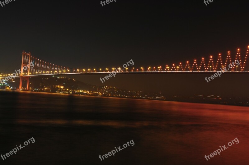 Bosphorus Bridge Bridge Night Lights City